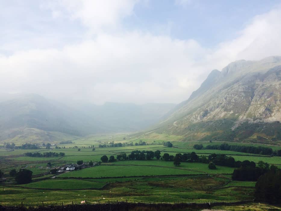 Views of the Lake District - huge valley with clouds