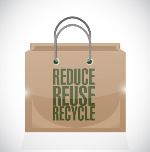 reduce reuse recycle brown paper bag