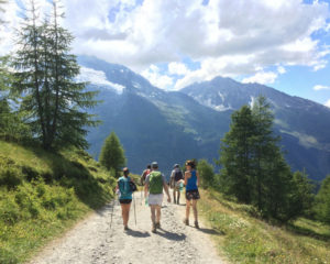 Walkers on a mountain path