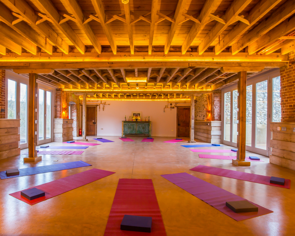 Yoga studio and mats laid out - august bank holiday yoga retreat norfolk