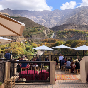 lunch and views of atlas mountains, morocco