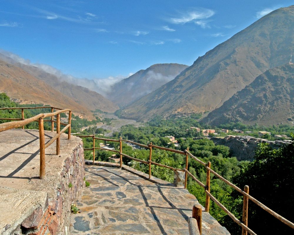 view of valley atlas mountains morocco