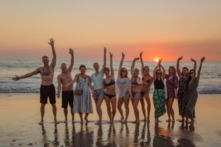 sunset sea swims