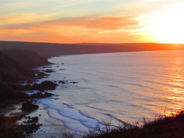 sunset over sea cornwall