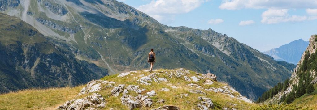 woman on mountain hiking france