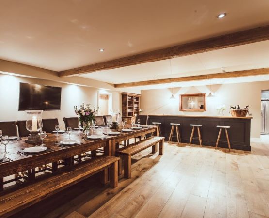 dining room and bar bar area and dining May Peak District Retreat