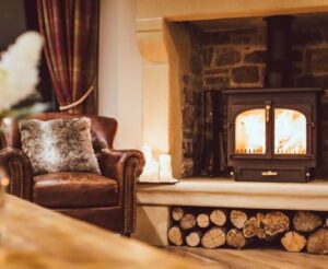 winter fire siting room peak district retreat