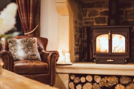 winter fire siting room peak district retreat