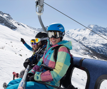 people on lift ski yoga holiday french alps