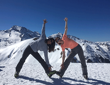 yoga pose in snow france