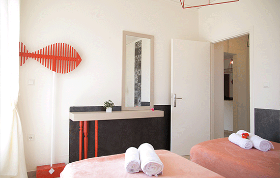 twin room beds santorini yoga holiday