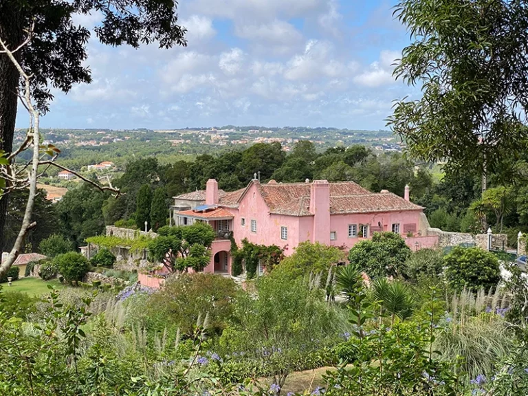 hillside view of pink quinta