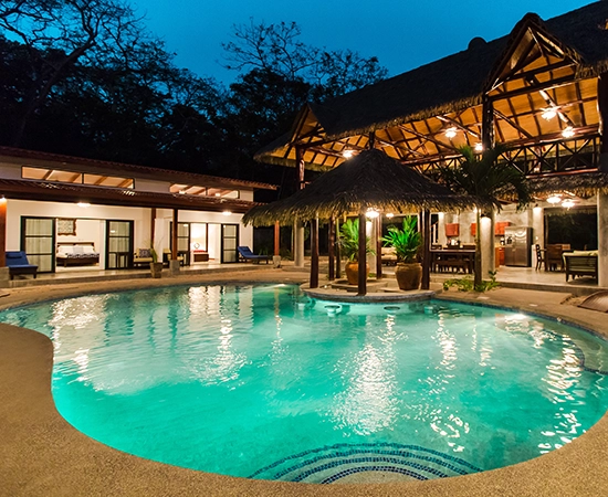 nosara accommodation pool at night