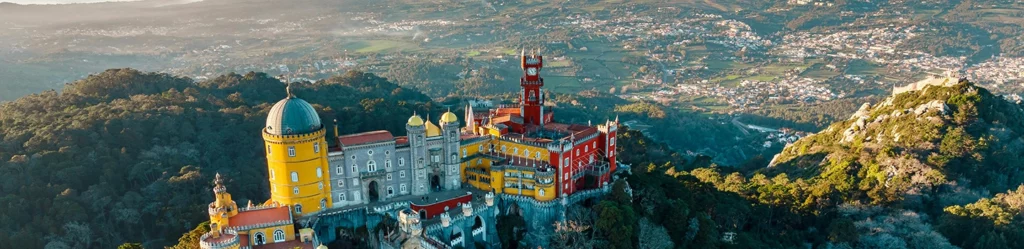 sintra castle drone view in portugal