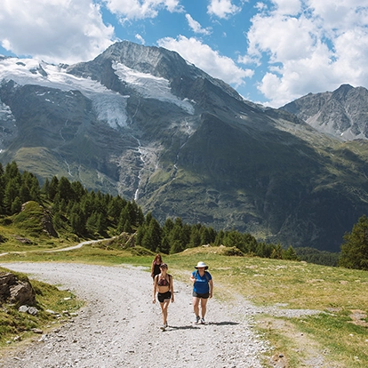 people walking on path in the french alps